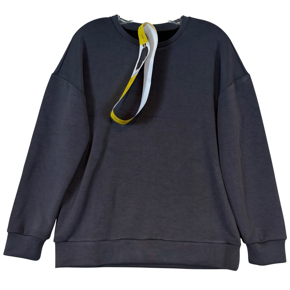 NWT Lazypants Womens Crewneck Sweatshirt Charcoal Grey Modal Athleisure Cozy •S•